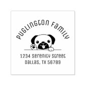 Cheerful Pug Dog Peeking Arch Adres Zelfinktende Stempel (Design)