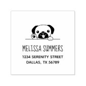 Cheerful Pug Dog Peeking bovenaan adres Zelfinktende Stempel (Design)