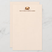 Cheerful Pug Dog Peking boven Custom Text Beige Briefpapier (Voorkant / Achterkant)
