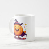 Cheerful Pumpkin Witch Mug with Halloween Fun Koffiemok (Voorkant links)