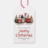 Cheerful Quirky Chickens Christmas Gift Tag Cadeaulabel (Achterkant)