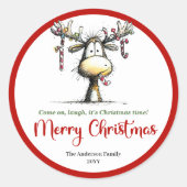 Cheerful quirky reindeer sticker festive lettering (Voorkant)