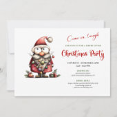 Cheerful Quirky Santa Modern Christmas Party Card Kaart (Voorkant)