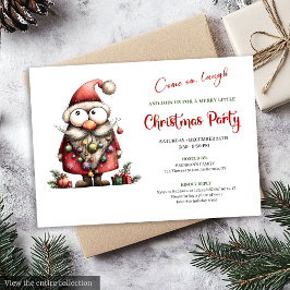 Cheerful Quirky Santa Modern Christmas Party Card Kaart