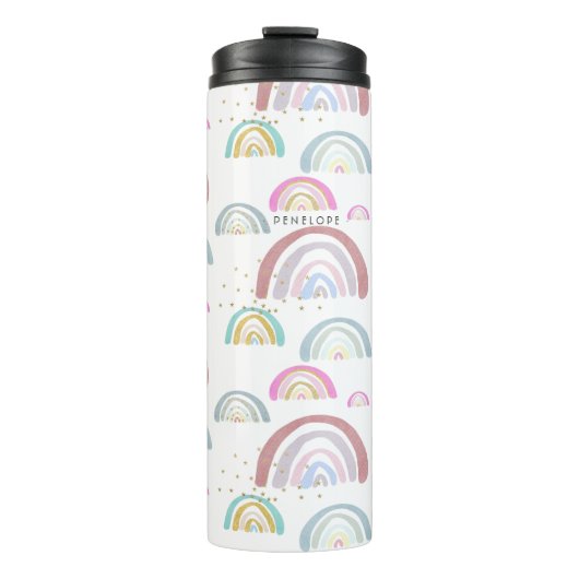 Cheerful Rainbow-patroon | Monogram Tumbler Thermosbeker (Voorkant)