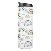 Cheerful Rainbow-patroon | Monogram Tumbler Thermosbeker (Geroteerd rechts)