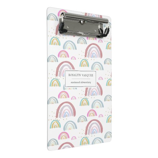 Cheerful Rainbow Pattern Personalized Clipboard Mini Klembord (Schuin)