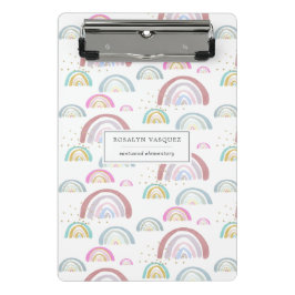 Cheerful Rainbow Pattern Personalized Clipboard Mini Klembord