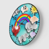 Cheerful Rainbow Sky Summer Kinder Wall Clock Grote Klok (Hoek)