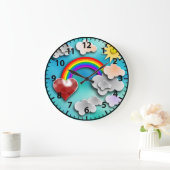 Cheerful Rainbow Sky Summer Kinder Wall Clock Grote Klok (Huis)