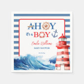 Cheerful Red Blue Maritime Waves Baby Shower Servet (Voorkant)