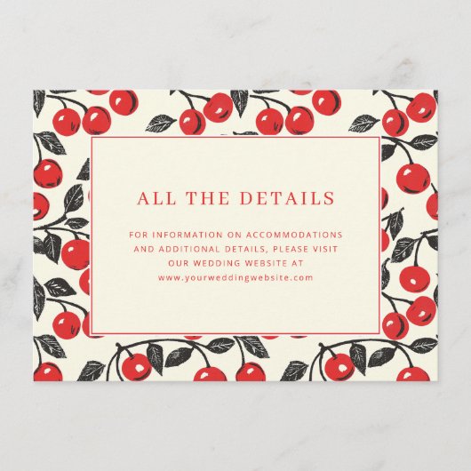 Cheerful Red Cherry Border Informatiekaartje (Voorkant)