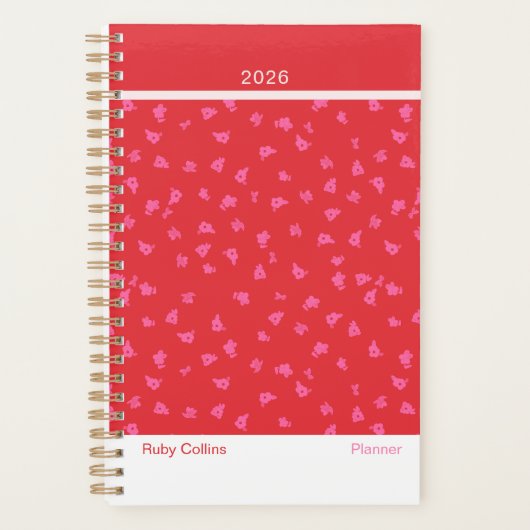Cheerful Red Floral Modern Planner (Voorkant)