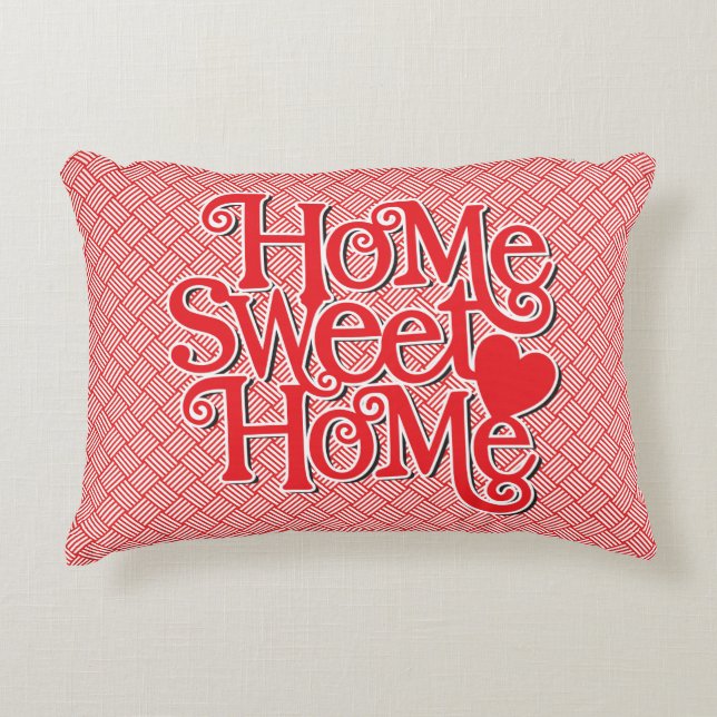 Cheerful Red Home Sweet Home Sierkussen Accent Kussen (Voorkant)