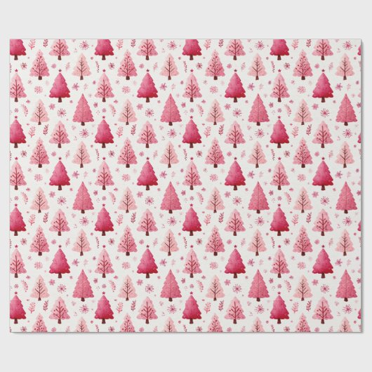 Cheerful Red & Pink Tree Illustration Cadeaupapier (Vlak)