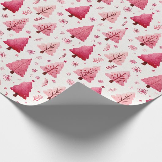 Cheerful Red & Pink Tree Illustration Cadeaupapier (Hoek)