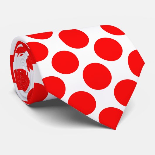Cheerful Red Polka Dots op Custom White Holiday Stropdas (Opgerold)