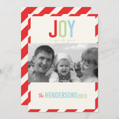 Cheerful Red Stripes Foto met kerstmis Kaart (Voorkant / Achterkant)