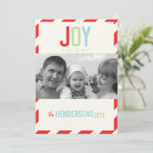 Cheerful Red Stripes Foto met kerstmis Kaart (Staand voorkant)