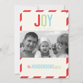 Cheerful Red Stripes Foto met kerstmis Kaart