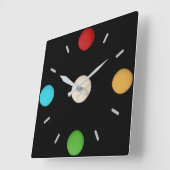 Cheerful Red Yellow Green Blue Stippen Vierkante Klok (Hoek)