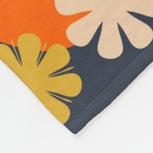 Cheerful Retro 60s 70s Flowers Floral Pattern Fleece Deken (Hoek)