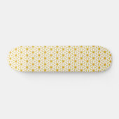 Cheerful Retro Daisies White en Mustard Yellow Persoonlijk Skateboard (Horizontaal)