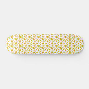 Cheerful Retro Daisies White en Mustard Yellow Persoonlijk Skateboard