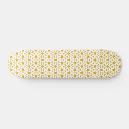 Cheerful Retro Daisies White en Mustard Yellow Persoonlijk Skateboard (Horizontaal)