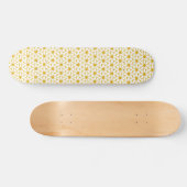 Cheerful Retro Daisies White en Mustard Yellow Persoonlijk Skateboard (Horizontaal)