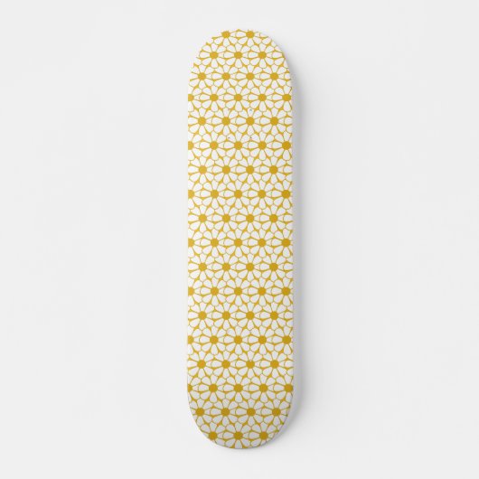 Cheerful Retro Daisies White en Mustard Yellow Persoonlijk Skateboard (Voorkant)
