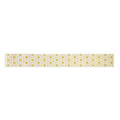 Cheerful Retro Daisies White en Mustard Yellow Satijnen Lint (Voorkant)