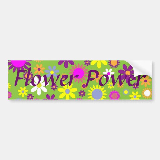 Cheerful Retro Flower Power Floral Designer Bumpersticker (Voorkant)