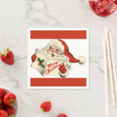 Cheerful Retro Santa Red Paper Napkin Servet (Insitu)