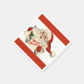 Cheerful Retro Santa Red Paper Napkin Servet (Hoek)