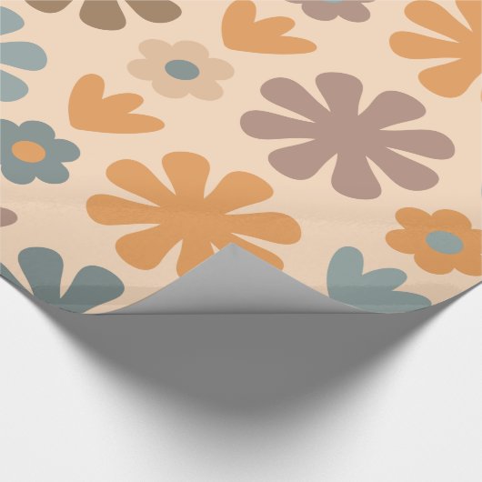 Cheerful Rustic Retro Scandinavian Floral Pattern Cadeaupapier (Hoek)