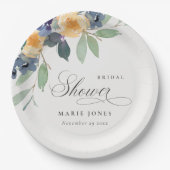 Cheerful Rustic Yellow Blue Floral Vrijgezellenfee Papieren Bordje (Voorkant)