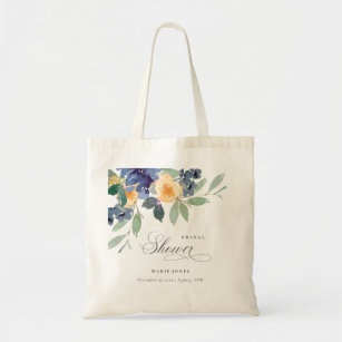 Cheerful Rustic Yellow Blue Floral Vrijgezellenfee Tote Bag