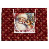 Cheerful Santa and Red Nose Rudolph Christmas Bag Groot Cadeauzakje (Voorkant)