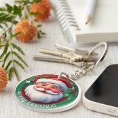 Cheerful Santa Claus Cartoon Portrait Sleutelhanger (Voorkant Rechts)