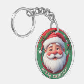 Cheerful Santa Claus Cartoon Portrait Sleutelhanger (Voorkant Links)