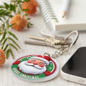 Cheerful Santa Claus Cartoon Portrait Sleutelhanger (Voorkant Rechts)
