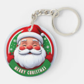 Cheerful Santa Claus Cartoon Portrait Sleutelhanger (Achterkant)