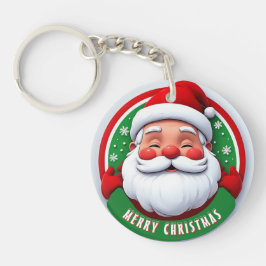 Cheerful Santa Claus Cartoon Portrait Sleutelhanger