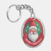 Cheerful Santa Claus Cartoon Portrait Sleutelhanger (Voorkant Links)