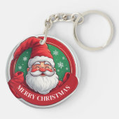 Cheerful Santa Claus Cartoon Portrait Sleutelhanger (Achterkant)