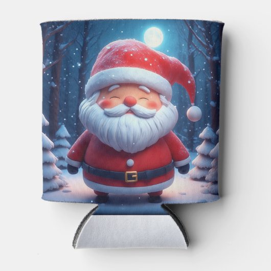 Cheerful Santa Claus In Snowy Forest Blikjeskoeler (Voorkant)
