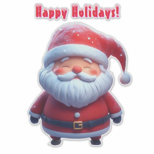 Cheerful Santa Claus In Snowy Forest Sticker (Voorkant)