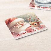 Cheerful Santa Claus Rudolph Christmas Drink  Kartonnen Onderzetters (Schuin)