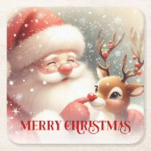 Cheerful Santa Claus Rudolph Christmas Drink  Kartonnen Onderzetters (Voorkant)